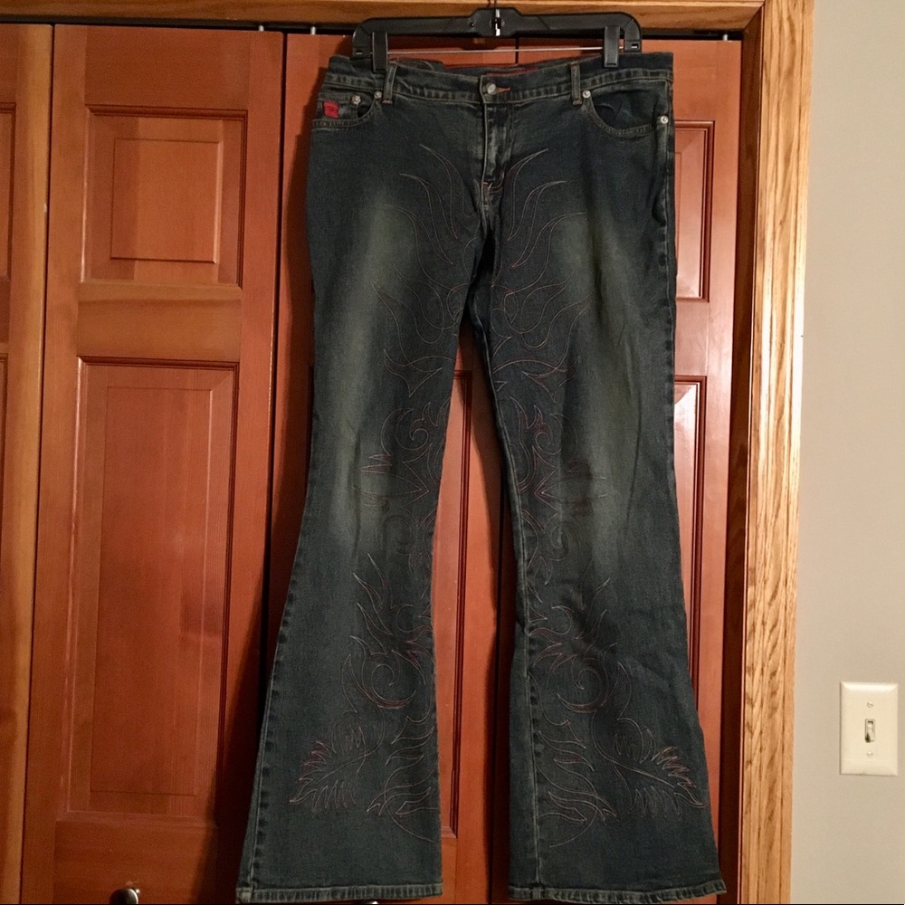 BONGO western style flare, dark vintage wash jeans